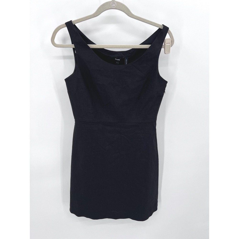 Theory Ballerina NK Mini Dress | Black Linen‎ | NWT | Size 4